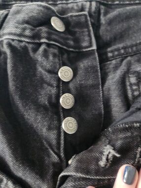 Old Navy Black High-Rise Straight Jeans, Button Up, Size 8